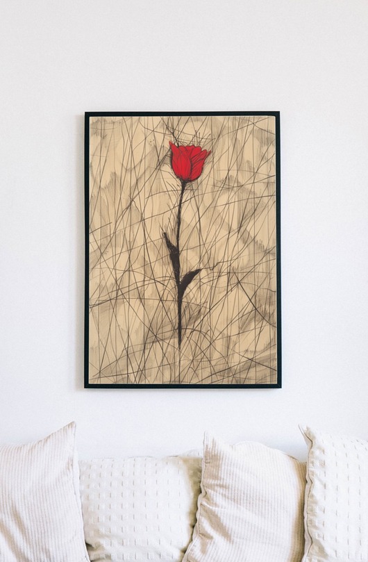 Plakat - Samotna róża