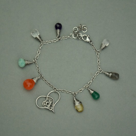 Bransoletka serce kolorowa wire wrapping