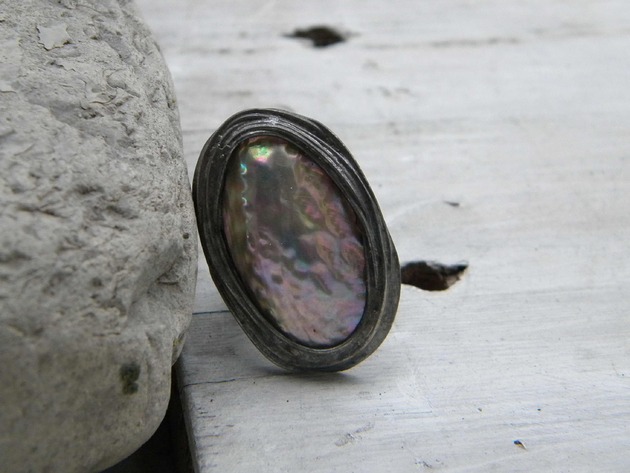 Muszla paua ( abalone) - pierścionek
