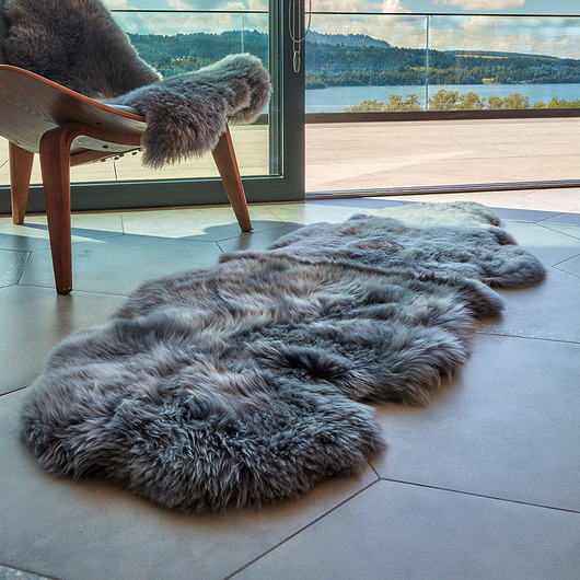 Dywan naturalny Popielaty z 2 skór owczych 180-200cm - dywan naturalny BIO