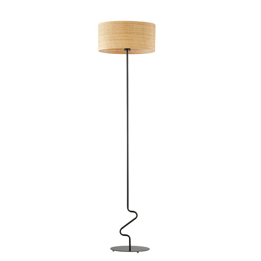 Designerska lampa podłogowa do salonu z rattanowym kloszem JERSEY BOHO