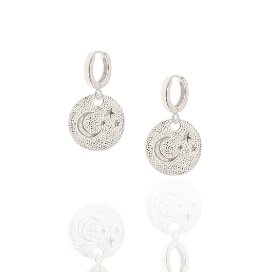 Kolczyki srebrne z księżycami i gwiazdami