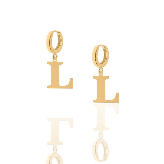 Kolczyki srebrne pozłacane z dużymi literami