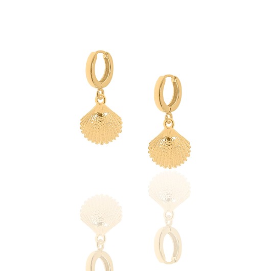 Kolczyki srebrne pozłacane z odlewanymi muszelkami