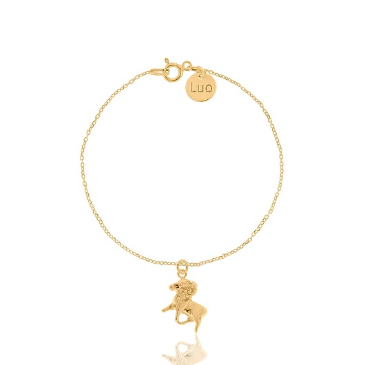 Bransoletka srebrna pozłacana ze znakiem zodiaku Baran