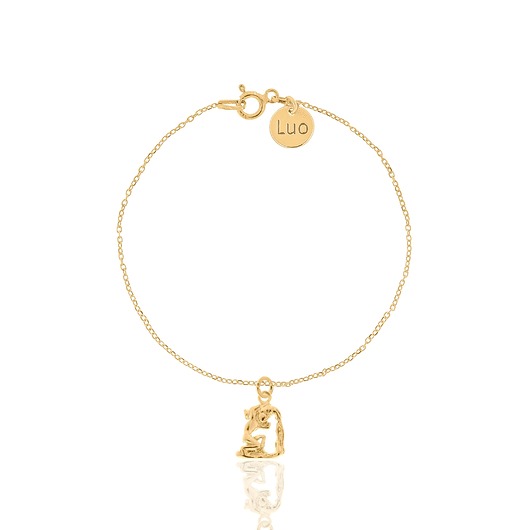 Bransoletka srebrna pozłacana ze znakiem zodiaku Wodnik