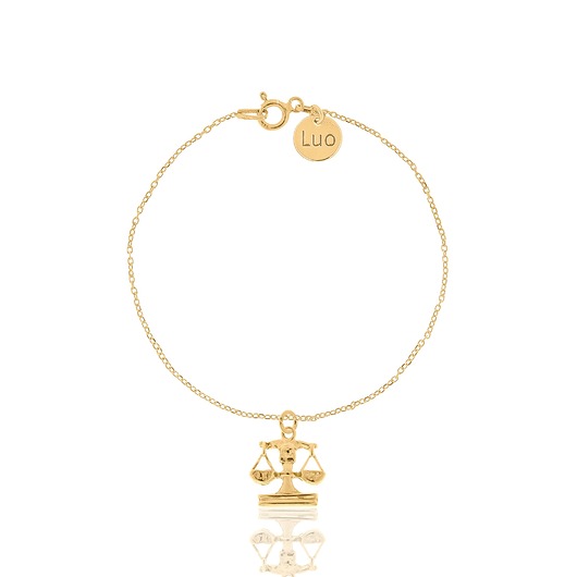 Bransoletka srebrna pozłacana ze znakiem zodiaku Waga