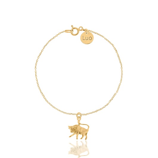 Bransoletka srebrna pozłacana ze znakiem zodiaku Byk