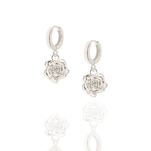 Kolczyki srebrne z kwiatami róży