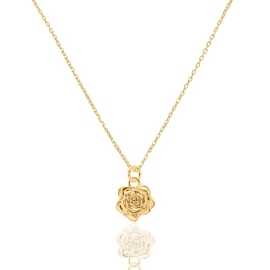 Naszyjnik srebrny pozłacany z kwiatem róży