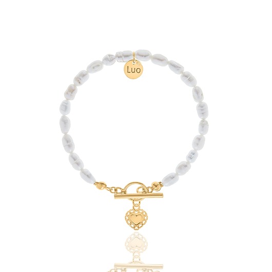 Bransoletka z naturalnych pereł z ozdobnym sercem