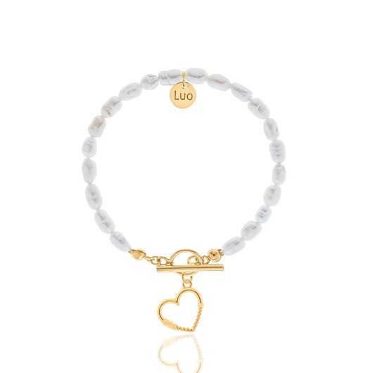 Bransoletka z naturalnych pereł z sercem