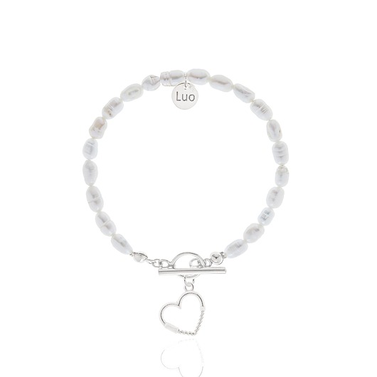 Bransoletka z naturalnych pereł z sercem