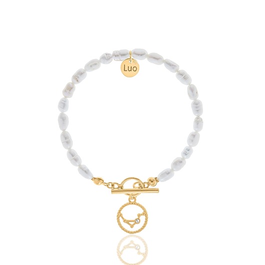 Bransoletka z naturalnych pereł ze znakiem zodiaku