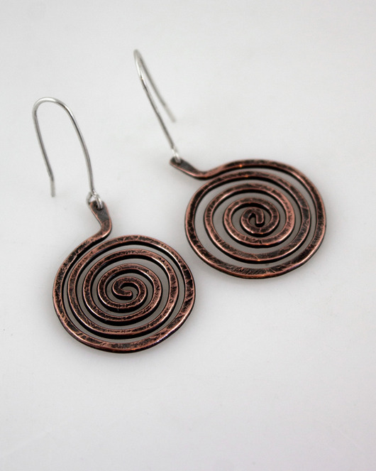 Spiralne - miedziane kolczyki lub klipsy