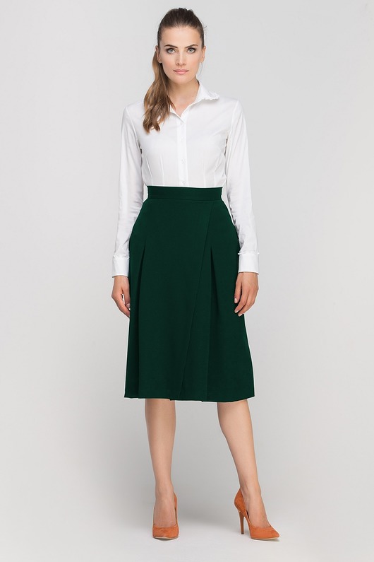 Rozkloszowana spódnica , sp118 zielony butelkowy