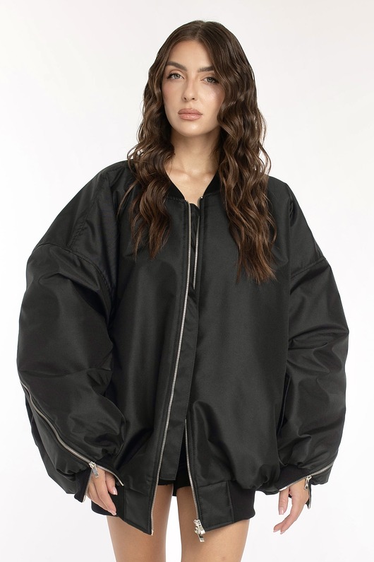 Kurtka typu bomber czarna zipper