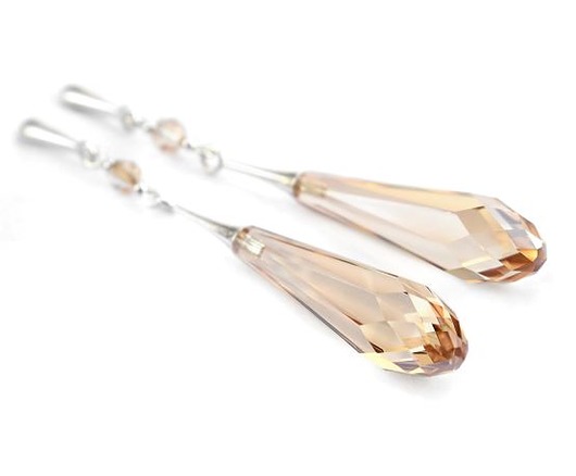 Grace - Ślubne kolczyki - Golden Shadow - Kryształy Swarovski