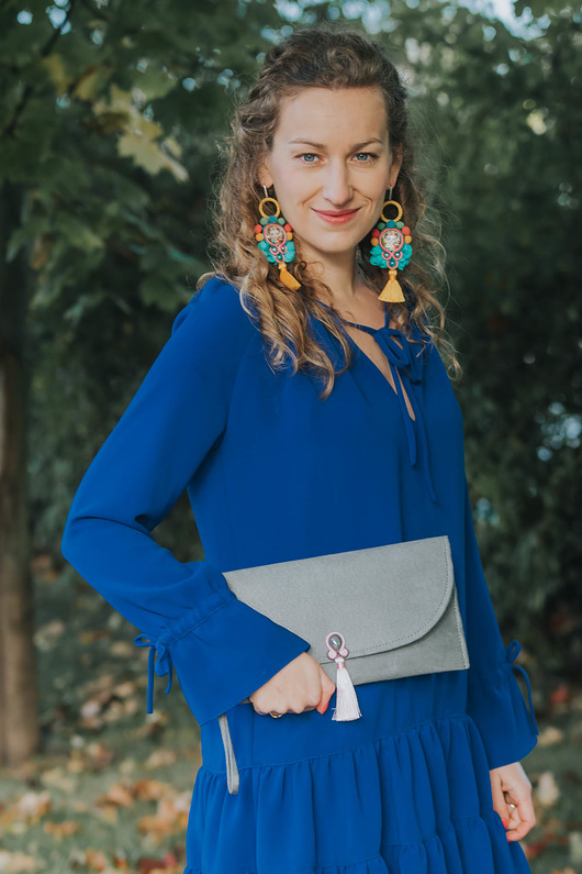 Szara siwa torebka kopertówka na wesele, mała kopertówka do ręki