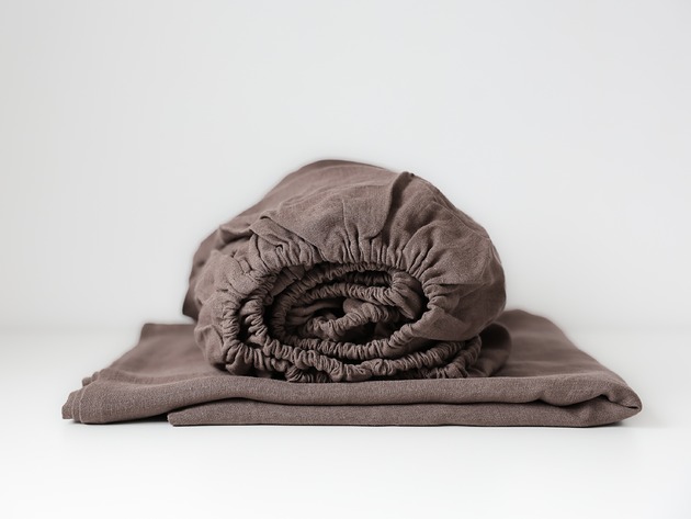 Lniane Prześcieradło Z Gumką DARK CHOCOLATE