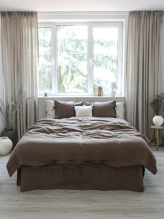 Lniana poszewka na kołdrę TROCZKI DARK CHOCOLATE