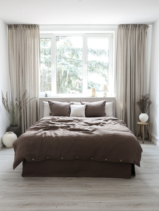 Lniana poszewka na kołdrę GUZIKI DARK CHOCOLATE