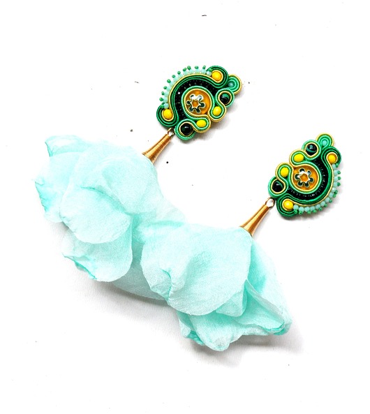 Sutaszowe kolczyki MILLEFIORI mint