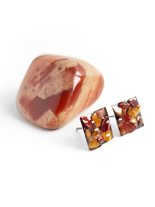 Kwadraty mokait kolczyki sztyfty