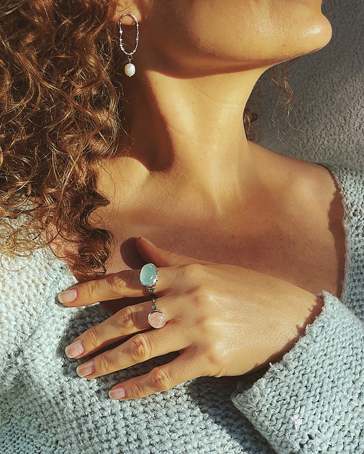 Kolczyki srebrne z perłą Mido