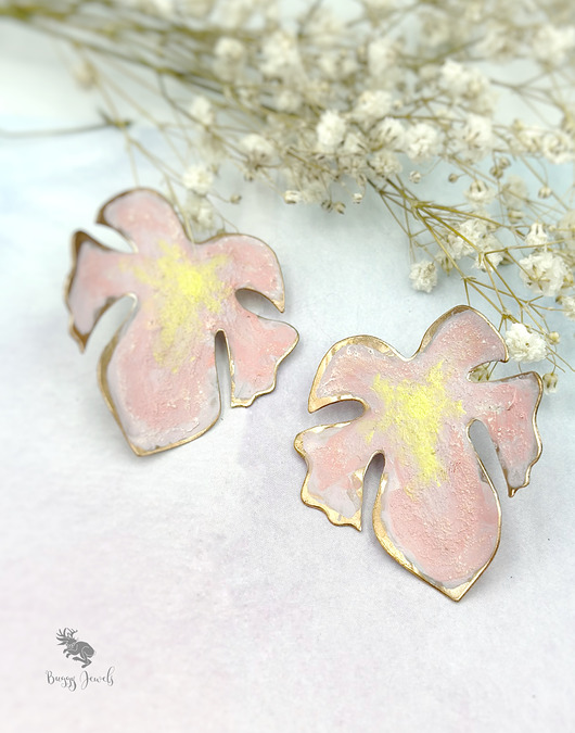 Duże Różowe Kwiaty Kolczyki