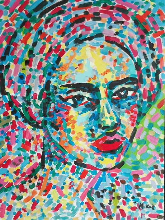 Obraz do salonu portret kobiety kubiczna twarz