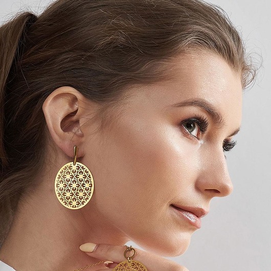 Owalne ażurowe kolczyki Elpis