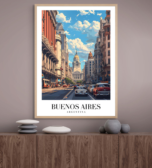 Retro plakat podróżniczy - Argentyna - Buenos Aires - pamiątka, prezent