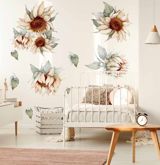 Słoneczniki, Sunflower watercolor DK138 - Naklejka na ścianę