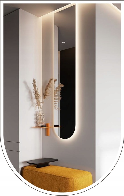 Lustro led podświetlane ścienne 100x50 cm półowalne garderoba łazienka