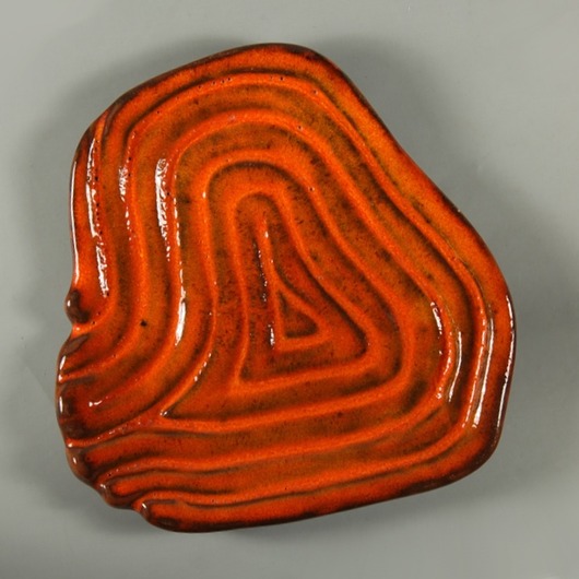 Talerz LINIE PAPILARNE, pomarańczowy, w pudełku