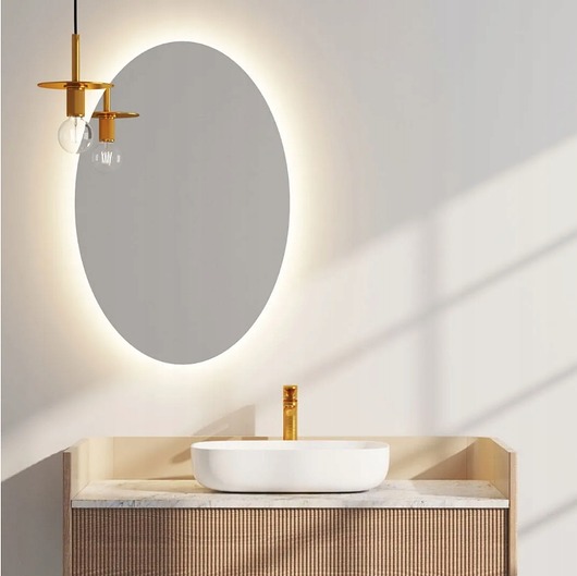 Lustro led podświetlane loft 100x80 cm ścienne owalne do garderoby łazienki