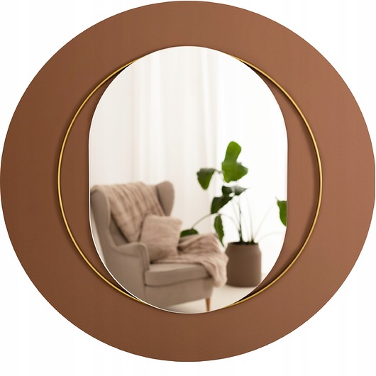 Lustro okrągłe owal 60cm złote ścienne metalowa rama