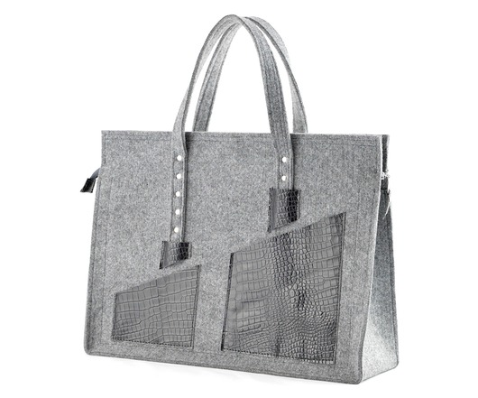 Duża Torba Na Laptopa - Filc i skóra UNISEX