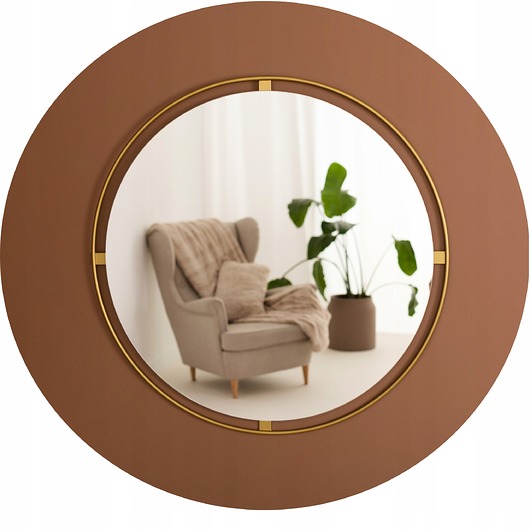 Lustro okrągłe 60cm złote ścienne metalowa rama wiszące salon łazienka