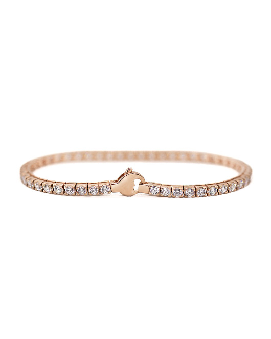 Pozłacana na różowo bransoletka Tennis z białymi cyrkoniami D.2,75mm