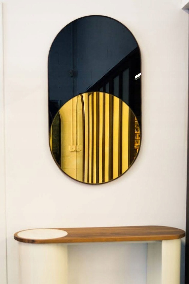 Lustro owalne dekoracyjne gold & black 120x60 cm folia nowoczesne