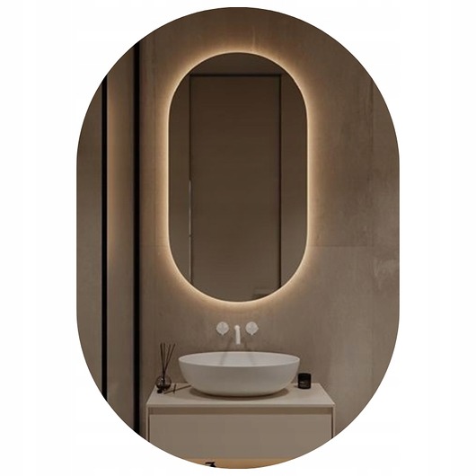 Lustro led podświetlane ścienne 90x50 cm owalne do garderoby łazienki