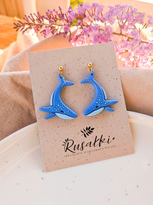 Kolczyki z wielorybami z morskim motywem prezent dla dziewczynki