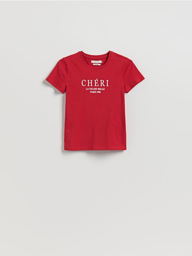 Reserved - T-shirt regular z nadrukiem - czerwony
