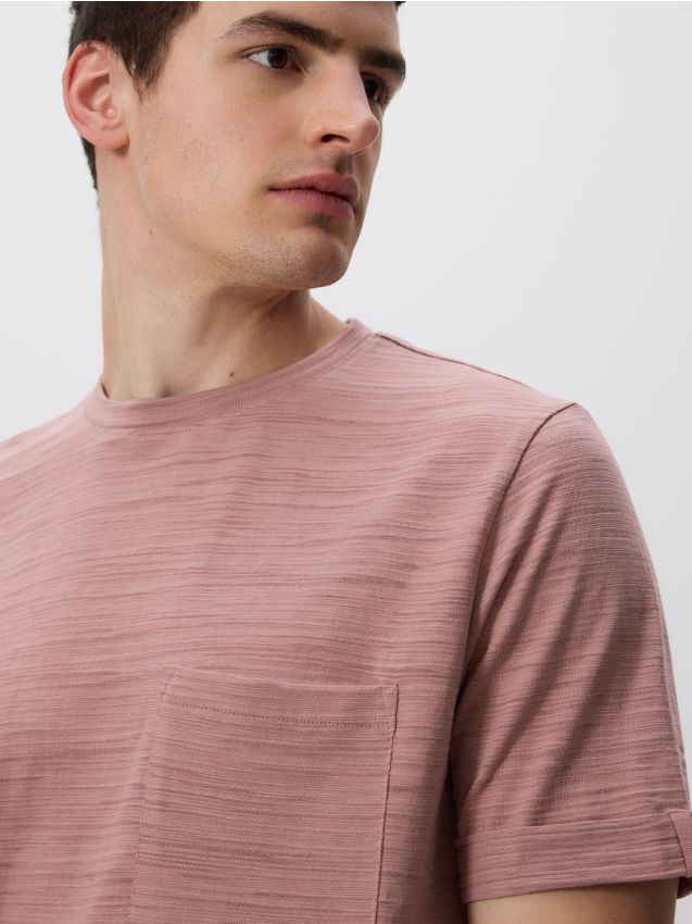 Reserved - T-shirt comfort z kieszonką - pastelowy róż