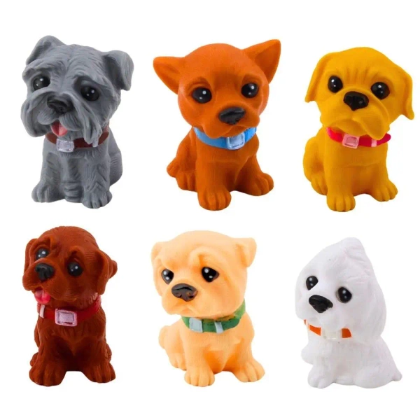 Zestaw figurek pieski gumowe 8cm 6szt - Leantoys