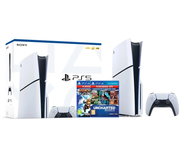 Sony PlayStation 5 Slim D Chassis PS5 1TB z napędem + Ratchet & Clank + Uncharted: Kolekcja Nathana Drake'a