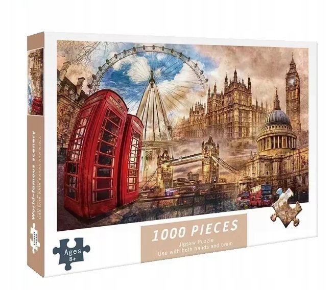 Puzzle 1000 el. – Ikony Londynu / Big Ben / London Eye / Czerwone Budki
