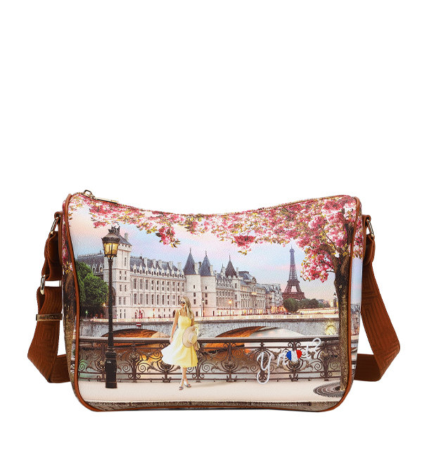 Torebka Ynot Milano duża listonoszka motyw Paryż